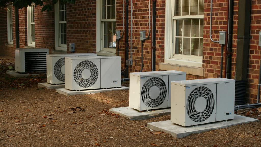 New residential air conditioner condenser with R-454B refrigerant installed beside a Florida home
